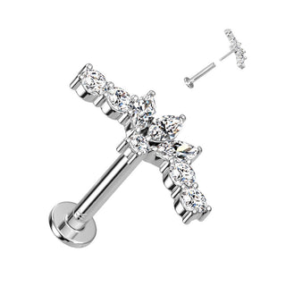 Or 14kt Labret Marquise Zircone Enfoncer