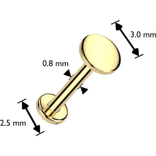 Solid Gold 14 Carat Labret round nose piercing Push-In