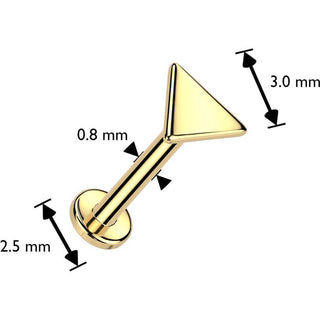 Solid Gold 14 Carat Labret triangle nose piercing Push-In