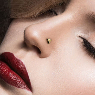 Solid Gold 14 Carat Labret triangle nose piercing Push-In
