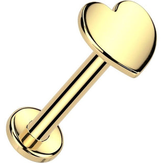 Solid Gold 14 Carat Labret heart nose piercing Push-In