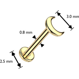 14 Karat Gold Labret Neumond flach Nasenpiercing Push-In
