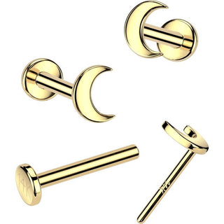 14 Karat Gold Labret Neumond flach Nasenpiercing Push-In