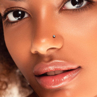 Solid Gold 14 Carat Labret zirconia bezel setting nose piercing Push-In