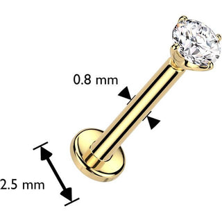 14 Karat Gold Labret Zirkonia Krappenfassung Push-In