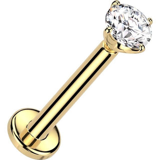 14 Karat Gold Labret Zirkonia Krappenfassung Push-In