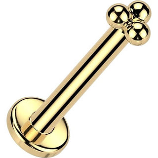 14 Karat Gold Labret 3 Kugeln Nasenpiercing Push-In