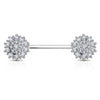 Solid Gold 14 Carat Nipple Piercing Flower Zirconia