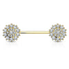 Solid Gold 14 Carat Nipple Piercing Flower Zirconia