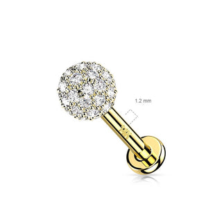 Solid Gold 14 Carat Labret Zirconia