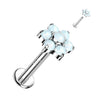 Or 14kt Labret Fleur Zircone Opale Filetage Interne