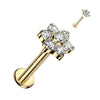 Or 14kt Labret Fleur Zircone Opale Filetage Interne