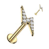 Solid Gold 14 Carat Labret Thunderbolt Zirconia Internally Threaded