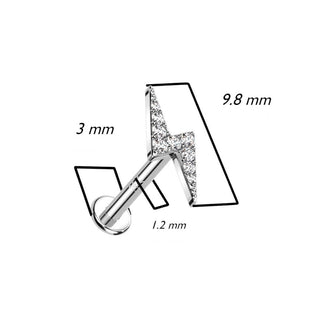 Solid Gold 14 Carat Labret Thunderbolt Zirconia Internally Threaded