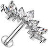 Solid Gold 14 Carat Labret marquise 7 zirconia Internally Threaded