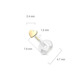 Złoto 585 labret serduszko płaskie