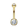 Solid Gold 14 Carat Belly Button Piercing Round Zirconia
