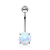 Oro 14 kt Piercing Ombelico Opale rotondo 