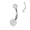 Solid Gold 14 Carat Belly Button Piercing Ball Zirconia