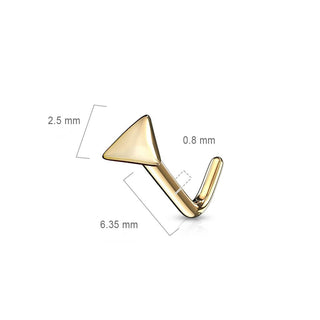 14 Karat Gold Nasenstecker L-Form Dreieck Flach Gelbgold Weißgold