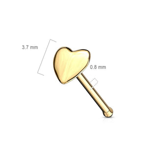 Solid Gold 14 Carat Nose Stud Heart