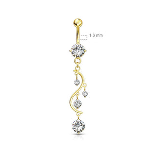 Piercing Ombelico Pendente in zirconi e oro