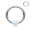 Solid Gold 14 Carat Ring sphere Opal Captive Bead