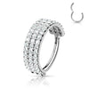 Solid Gold 14 Carat Ring 3 Line Zirconia Clicker