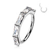 Solid Gold 14 Carat Ring Zirconia Baguette Clicker