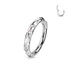 Solid Gold 14 Carat Ring Zirconia rectangle Clicker