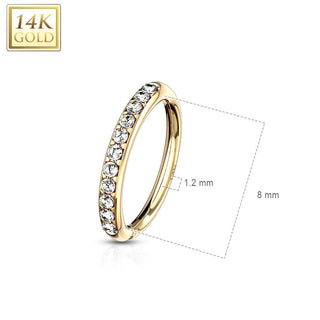 Or 14kt Anneau Zircone Pliable