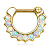 Solid Gold 14 Carat Septum Piercing Straight Opal Clicker