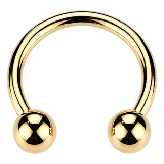 Solid Gold 14 Carat Horseshoe Double Ball Ends Internally Threaded