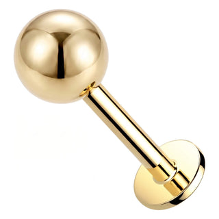 Solid Gold 14 Carat Labret Full Round Sphere Internally Threaded
