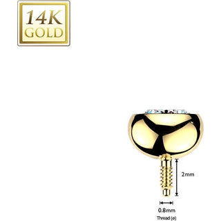 Solid Gold 14 Carat Labret Round Bezel Zirconia Internally Threaded