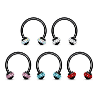 Hufeisen Piercing Schwarz Kugel Zirkonia PVD