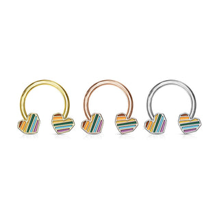 Hufeisen Piercing Herz Regenbogen