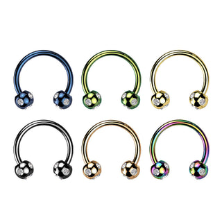 Hufeisen Piercing 5 Zirkonia Titan PVD
