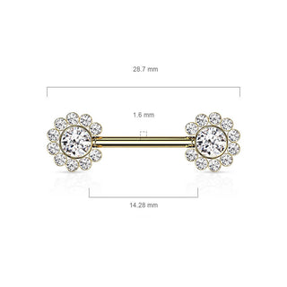 Nipple Piercing Flower Zirconia Push-In