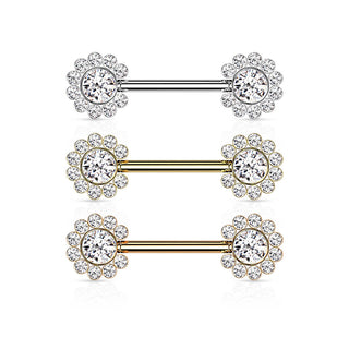 Nipple Piercing Flower Zirconia Push-In