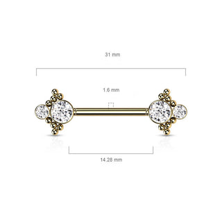 Nippelpiercing 4 Zirkonia Push-In