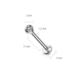 Labret Kugel Zirkonia Silber Push-In