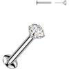 Labret Zirconia Prong setting Silver Push-In