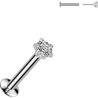 Labret prong setting star cubic zirconia Push-In
