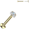 Labret prong setting heart cubic zirconia Push-In
