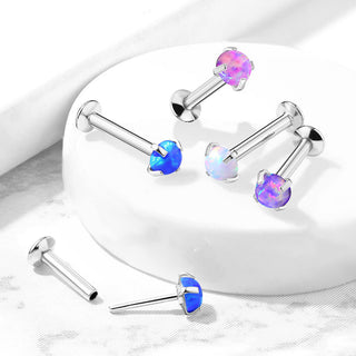 Labret Opal Rund Krappenfassung Silber