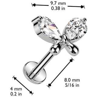 Labret Farfalla zirconi Push-In