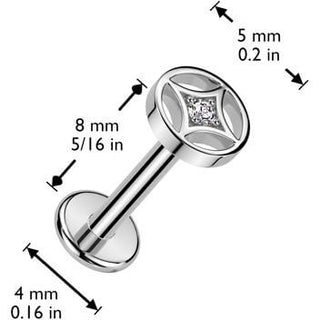 Labret 4 punti stella zircone Push-In