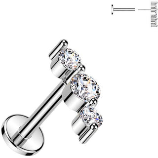 Labret 3 zirconi Push-In