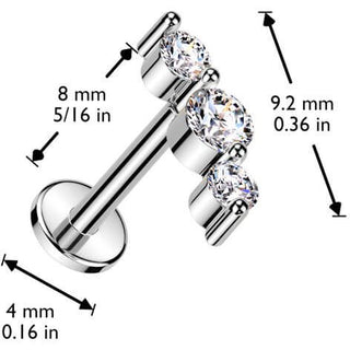 Labret 3 zirconi Push-In